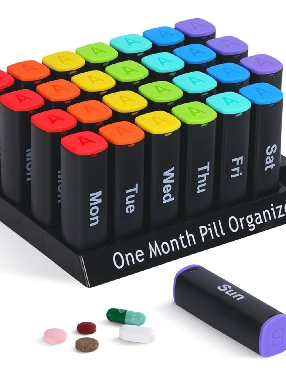 One Month Pill Organizer with Tray